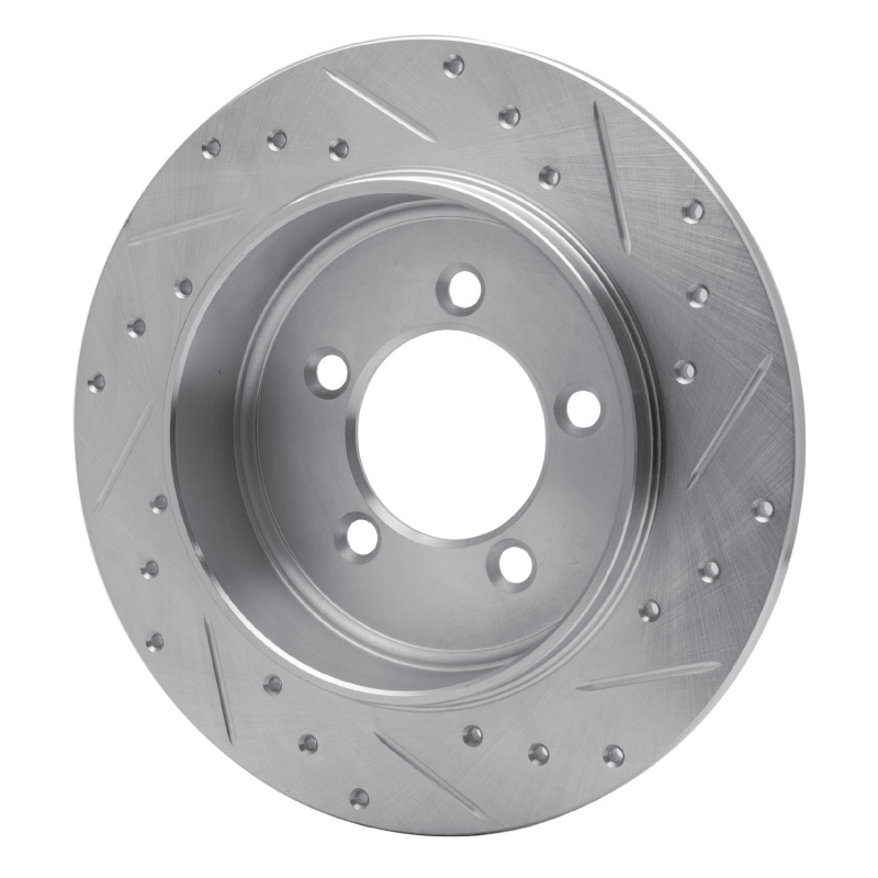 Ford Explorer Sport Trac Brake Rotor (1) - Rear Left - R1 Concepts - Drilled & Slotted - Silver - `02-`10